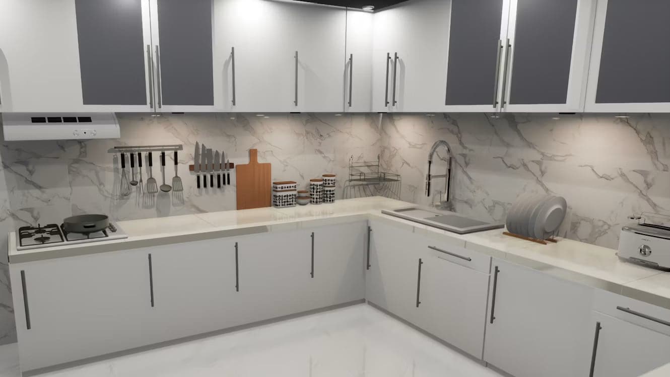 Safaid L-Shape Kitchen